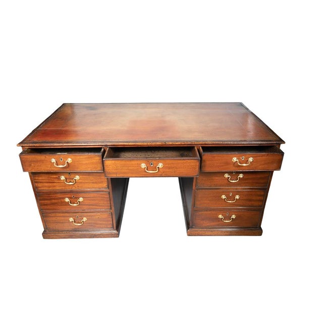 Traditional George III Mahogany Partners Desk For Sale - Image 3 of 11