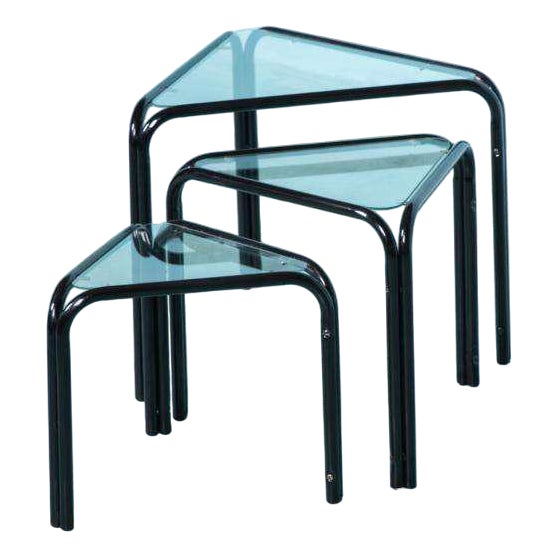 Minimalist Triangular Nesting Tables, 1980s, Set of 3 For Sale