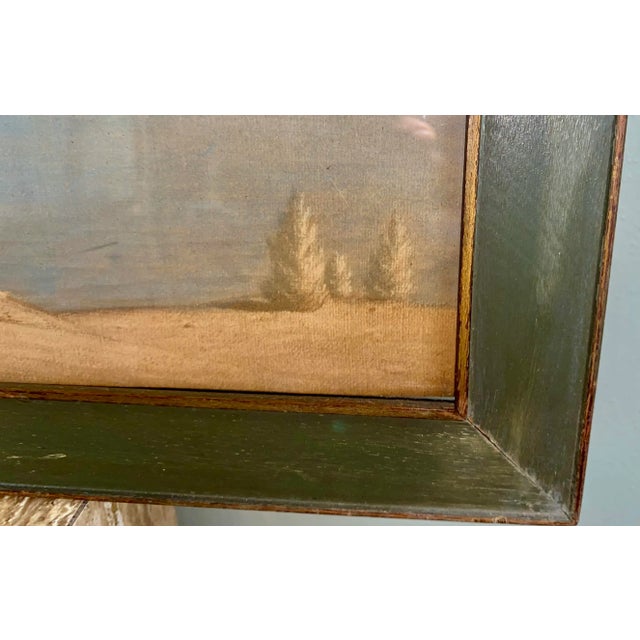 1930s Andrew Thomas Schwartz Listed New York Artist Early Landscape Oil Framed Under Glass For Sale - Image 5 of 6
