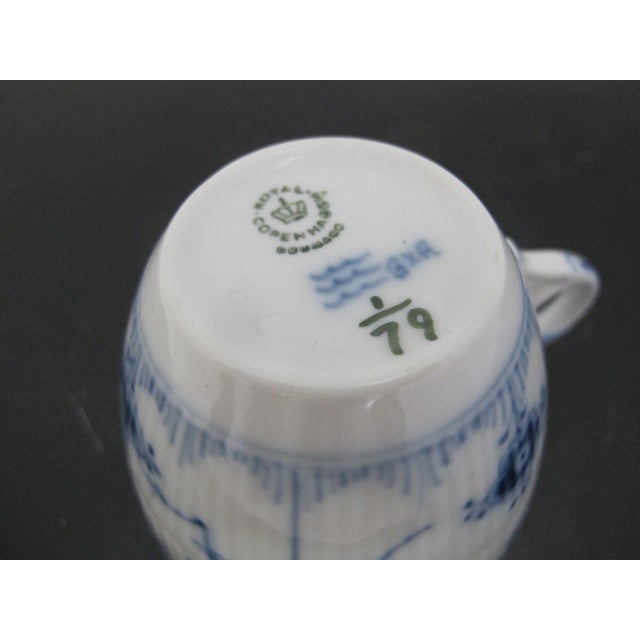 Royal Blue Royal Copenhagen Denmark 1/79 Plain Blue Flower Fluted Flat Cup For Sale - Image 8 of 9