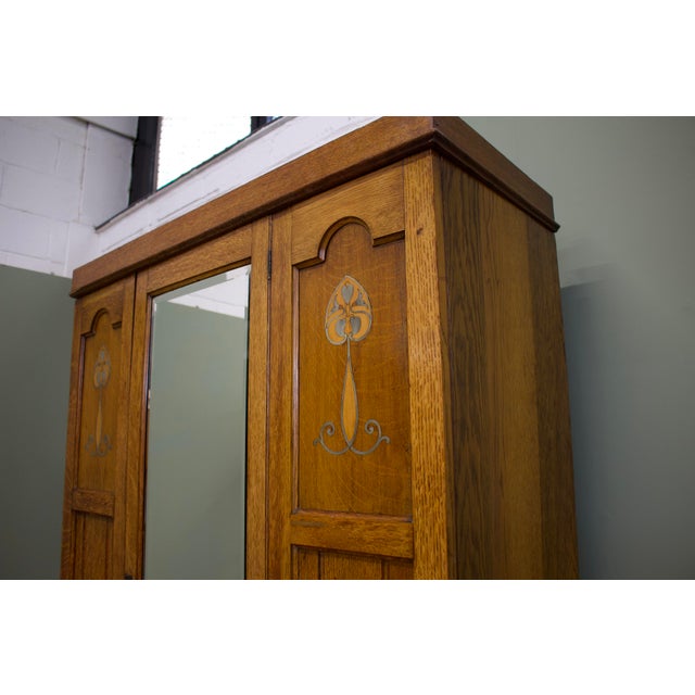 Antique Arts and Crafts Oak Wardrobe, 1900s For Sale - Image 4 of 10
