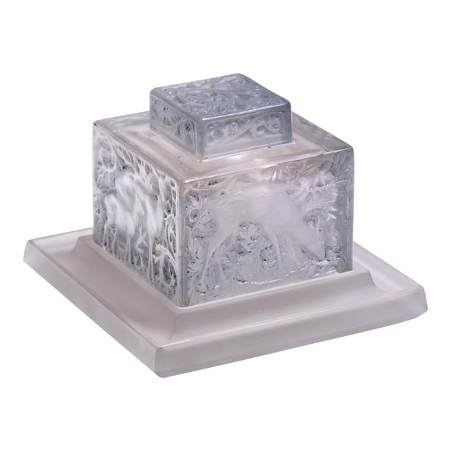 René Lalique 1912 Biches Inkwell on Undertray For Sale
