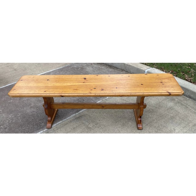 French Country Brutalist Trestle Bench For Sale - Image 10 of 10