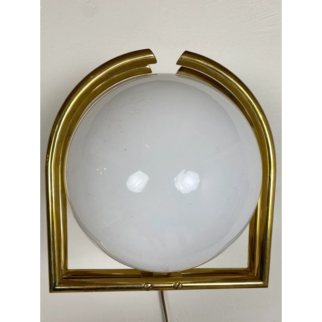Bauhaus Brass & Opaline Wall Lamp, 1930s For Sale - Image 11 of 18