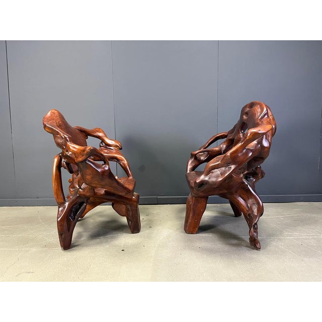 Large Olive Tree Root Chairs, 1960s, Set of 5 For Sale - Image 9 of 18