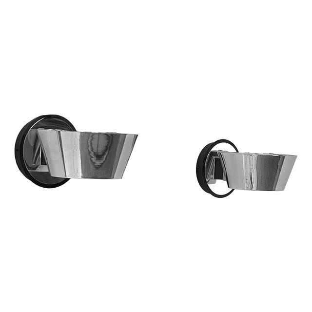 Wall Lights in Chrome and Frosted Glass, France, 1970, Set of 2 For Sale