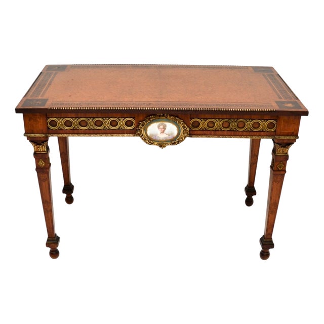 Antique French Inlaid Walnut Ormolu Mounted Desk, 1800s For Sale
