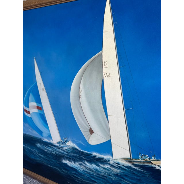 1990s Oversized “Regatta” Acrylic Original Painting For Sale - Image 5 of 8