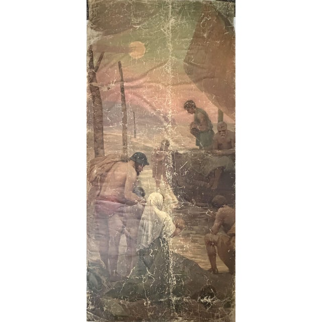 After Pierre Puvis de Chavannes, The Evolution of Man, 1890s, Oil Painting on Canvas, Set of 3 For Sale - Image 3 of 11