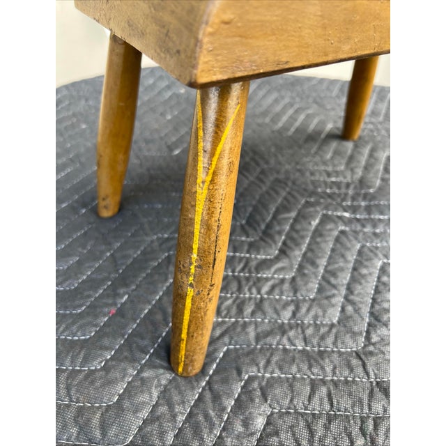 Antique Pennsylvania Folk Art Paint Decorated Plank Seat Footstool 1850’s For Sale - Image 4 of 12