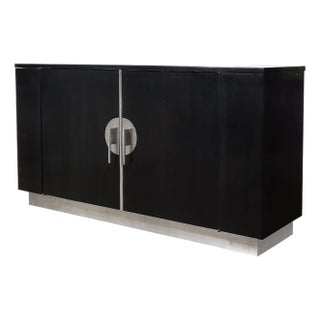 Art Deco Machine Age Ebonized Walnut & Aluminum Sideboard by Walter Dorwin For Sale