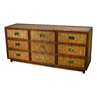 Faux Bamboo and Wrapped Rattan Dresser For Sale