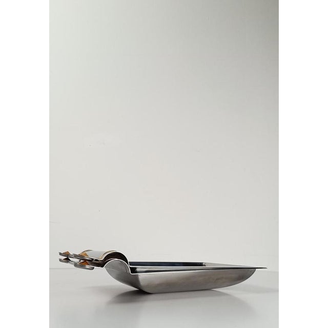 Postmodern Serving Platters in Steel and Veneered Plywood, 1980s, Set of 2 For Sale - Image 15 of 18