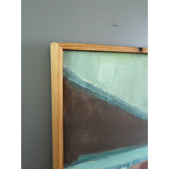 Mid-Century Modern 'Waiting at the Door' Swedish Expressive Street Scene Landscape Oil Painting, Framed For Sale - Image 6 of 11