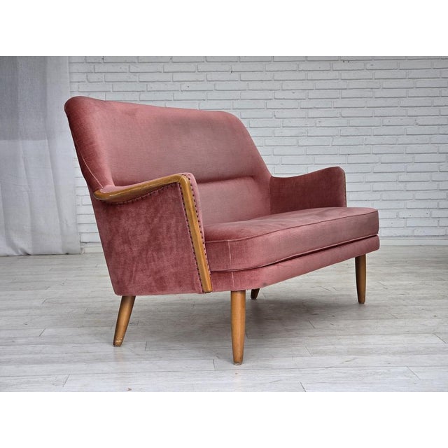 Swedish 2-Seater Sofa in Pink Velour and Beech, 1970s For Sale - Image 9 of 18