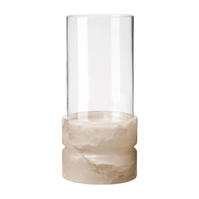 Charlotte Stacked Hurricane with Alabaster Base, Tall For Sale - Image 12 of 12