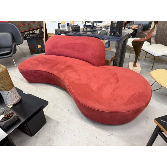A pretty Zoe sofa designed by Vladimir Kagan for American Leather. The sofa is in a microfiber or ultra suede fabric in...