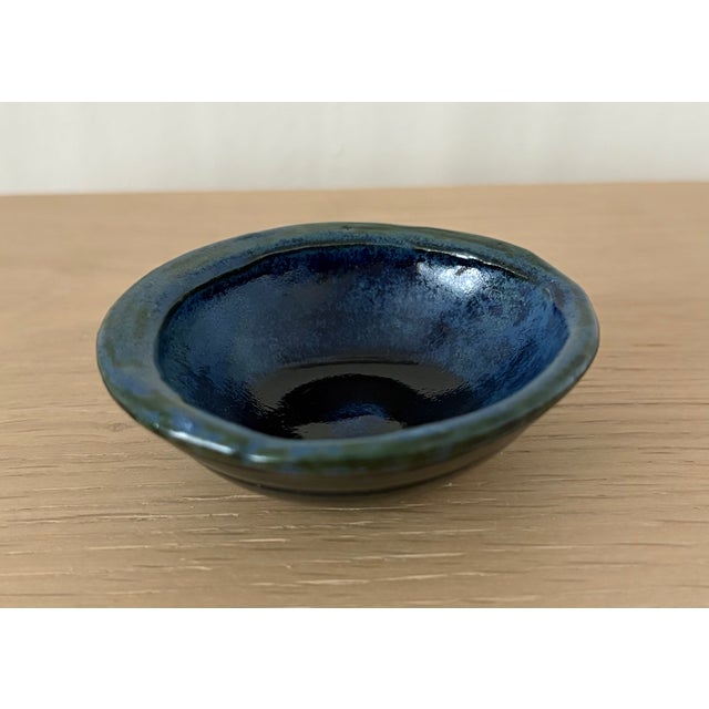 Contemporary Small Blue-Green Glaze Ring Dish, Signed Aa For Sale - Image 3 of 6