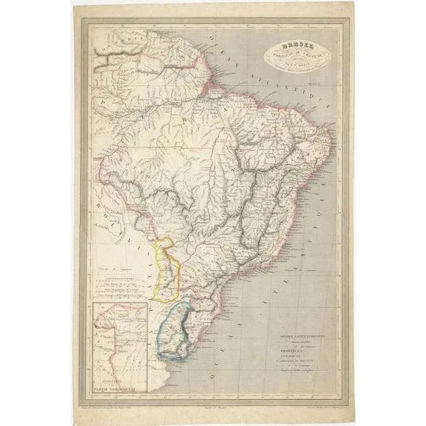 Mid 19th Century Antique Map of of Brazil and Paraguay and Uruguay, 1837 For Sale - Image 5 of 6