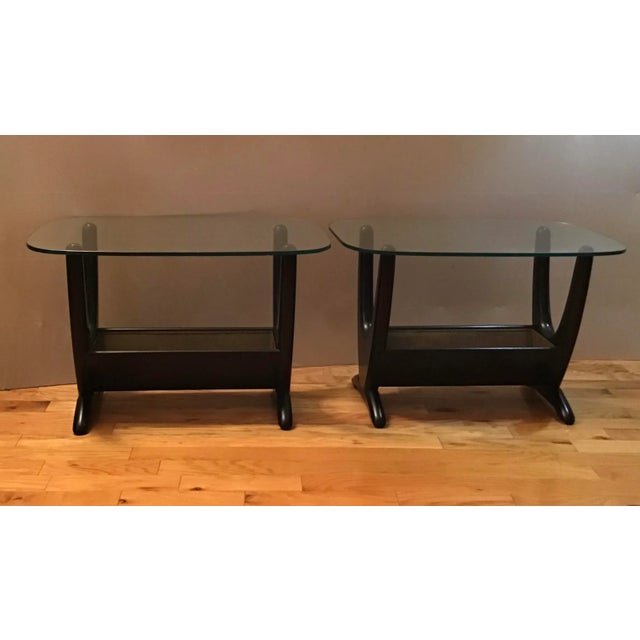 Adrian Pearsall Mid Century Modern Adrian Pearsall Satin Black Accent Side Tables - a Pair For Sale - Image 4 of 13
