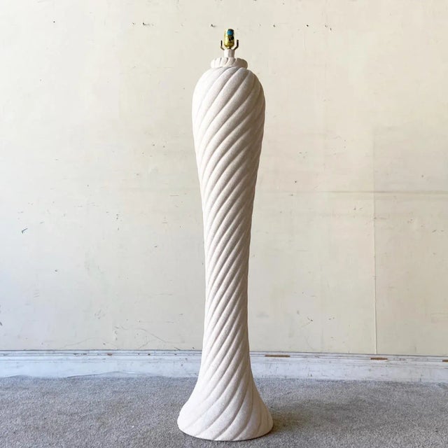 Off-white Postmodern Spiral Swirl Ceramic Floor Lamp For Sale - Image 8 of 8