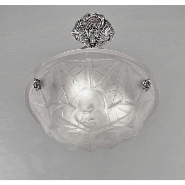 French Art Deco Pendant Light by Degue 1930 France For Sale - Image 6 of 9