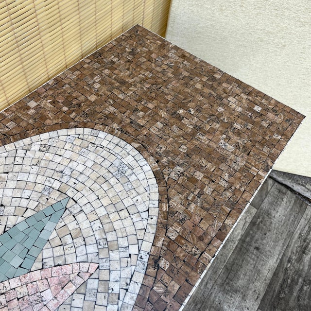 Postmodern Mosaic Top Console Table With Patinated Iron Base. Circa 1980s For Sale - Image 9 of 18