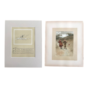 Antique 1888 Matted March Lullaby Print w/William Ladd Taylor Chromo on back EUC