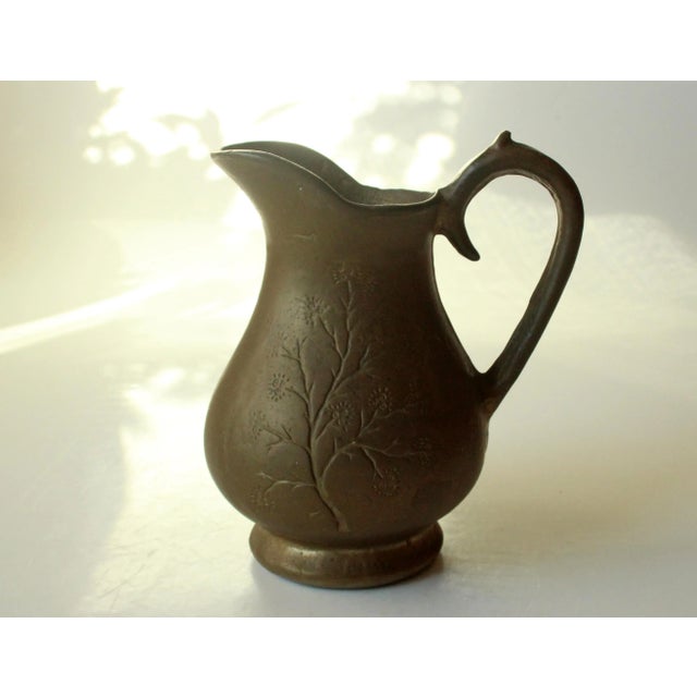 1960s Vintage Heavy Solid Brass Pitcher - Vase With Engraving For Sale - Image 6 of 6