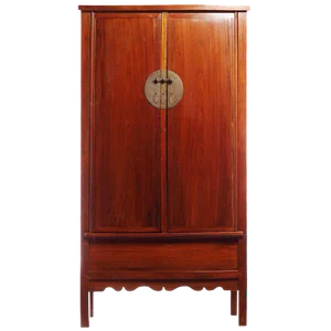 19th Century Chinese Large Elmwood Armoire With Metal Medallion Hardware