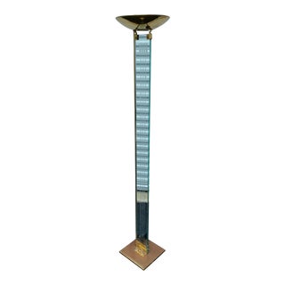 1980s Hollywood Regency Glass and Torchiere Floor Lamp For Sale