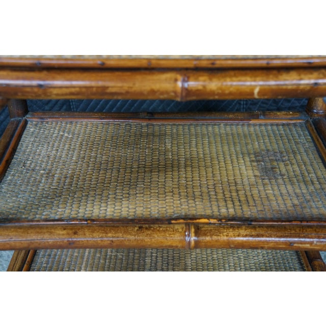 Antique English Victorian Bamboo & Rattan Mirrored Etagere Shelf Stand Boho Chic For Sale - Image 13 of 18