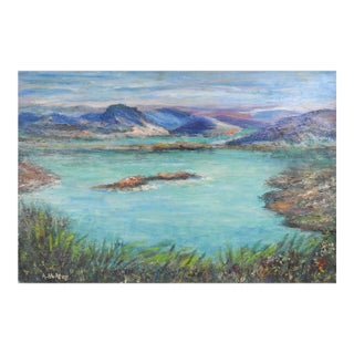 Mid 20th Century Impressionist Lake Mozucari Landscape Painting For Sale