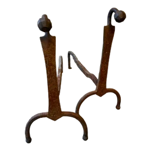 Rustic 18th Century Colonial Andirons- a Pair