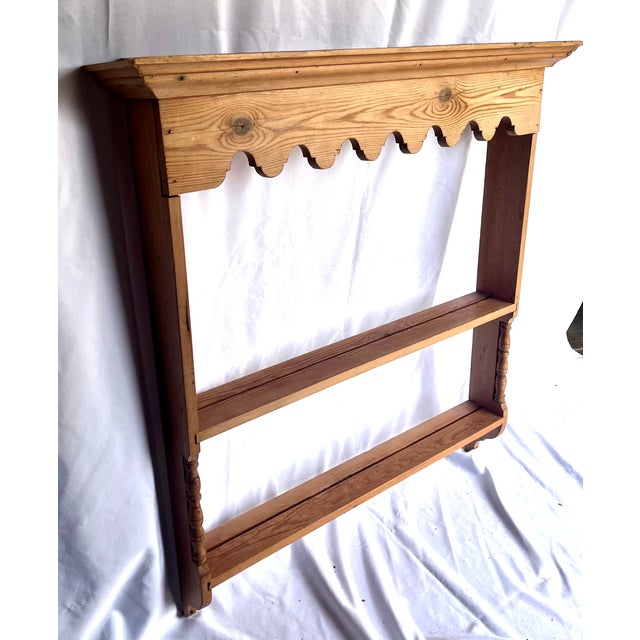 Vintage Natural Pine Wall Shelf Plate Rack For Sale - Image 11 of 15