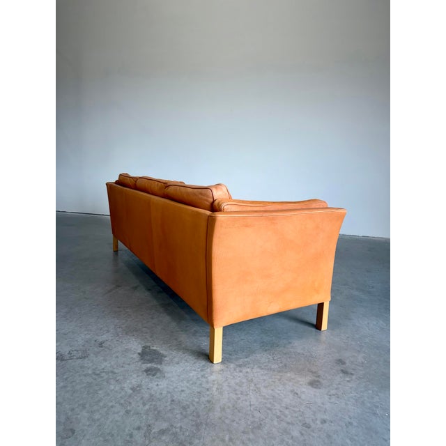 1970s Mid Century Danish Cognac Leather Sofa For Sale - Image 5 of 10