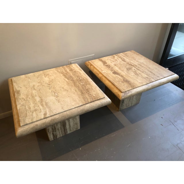 1980s Stone International Travertine Side Tables a Pair Chairish
