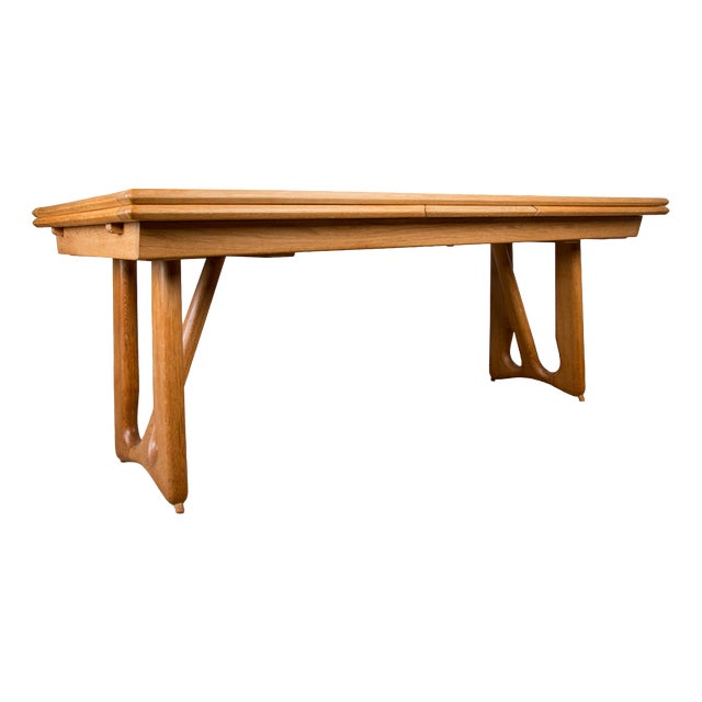 Large Extendable Dining Table in Oak by Guillerme et Chambron for Votre Maison, 1960s For Sale