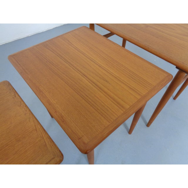 Vintage Teak Nesting Tables by Kai Kristiansen for Skovmand & Andersen, 1960s, Set of 3 For Sale - Image 17 of 18