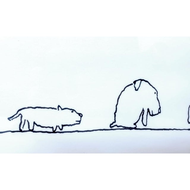 Black Vintage 1986 Richard Stine Signed Print Framed 14" X 11" - Patient Dogs - Waiting in Line For Sale - Image 8 of 15