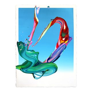 Avp_1380 - Color Drenching Contemporary Abstract Painting on Paper Original Artwork by Alex Voinea For Sale