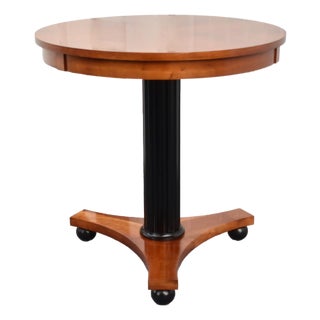 Ethan Allen Black Cherry Round Pedestal Accent Table Biedermeier Empire Style For Sale