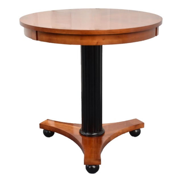 Ethan Allen Black Cherry Round Pedestal Accent Table Biedermeier Empire Style For Sale