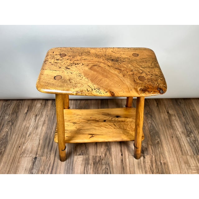 Vintage Wabi Sabi Bench From Spalted Maple Signed Neil Panyik For Sale In Boston - Image 6 of 9