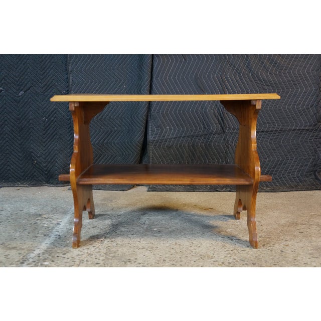 Vintage Early American Style Mahogany Library Console Book Stand Side End Table For Sale - Image 6 of 15