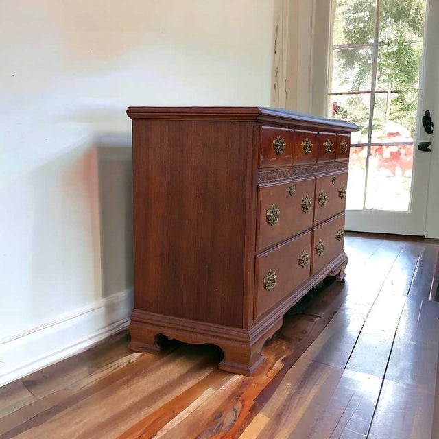 1970s Vintage Stanley Furniture Six-Drawer Wood Lowboy Dresser For Sale - Image 5 of 18
