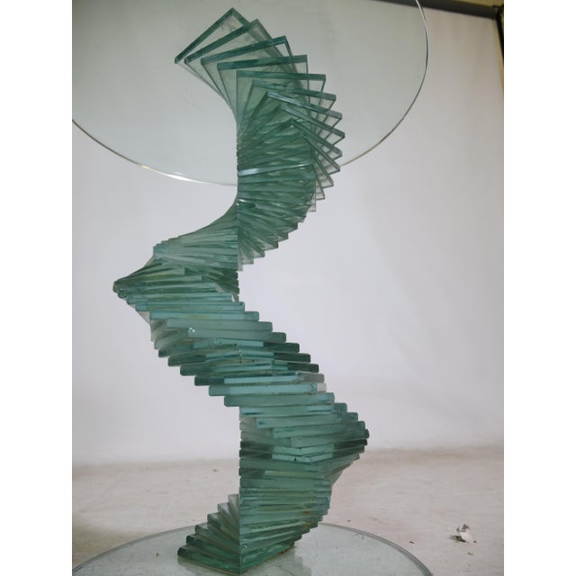 Mid-Century Modern Postmodern Glass Spiral Helix Side Table, 1980s For Sale - Image 3 of 7