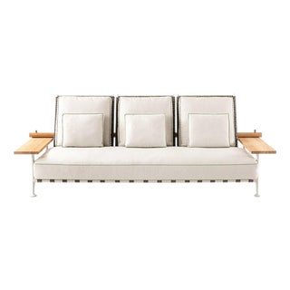Teak and Fabric Steel Fenc-E-Nature Outdoor Sofa by Philippe Starck for Cassina For Sale