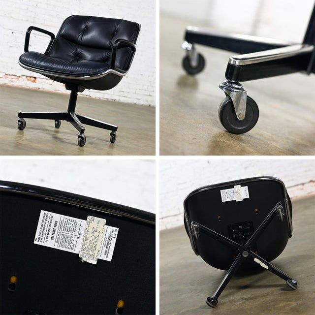 Black MCM to Modern Set of 10 Executive Armchairs by Charles Pollock for Knoll Black Leather & 4 Prong Swivel Base For Sale - Image 8 of 12