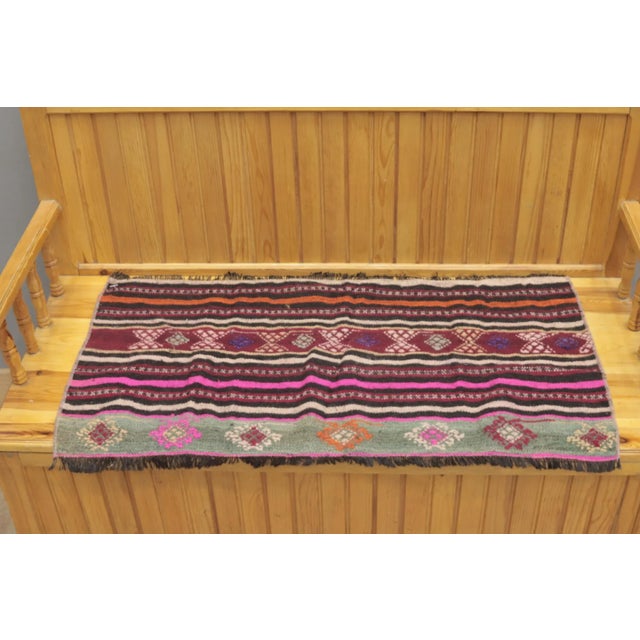 1990s Traditional Pink Striped Rug For Sale - Image 4 of 11